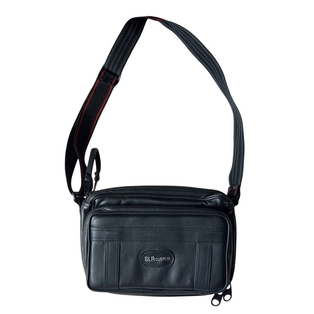 SLR Customer Padded Camera Shoulder Bag Black Red Multi-Compartment Strap